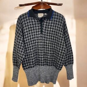 Vintage 80s Italian Wool Blend Herringbone Pullover Sweater Jumper